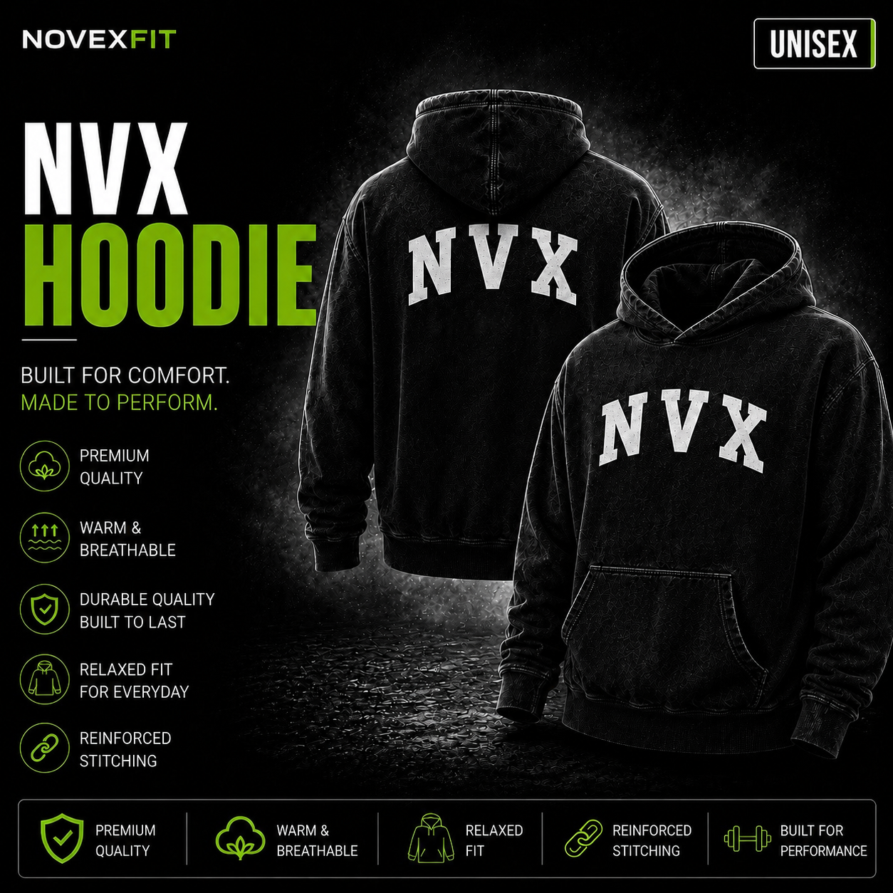 NVX Hoodie White Letters